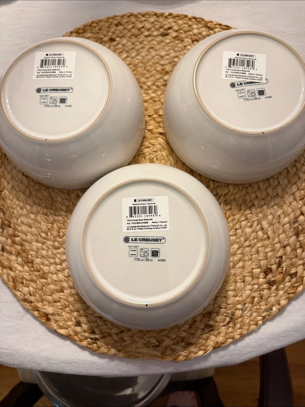 Le Creuset cereal bowls (3) White Ceramic Bowls
